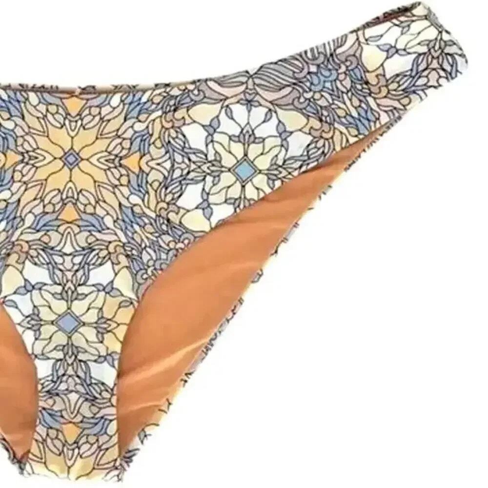 NWT J. Crew Curved Waist Cheeky Bikini Swim Bottom Kaleidoscope Print XL Blue - Picture 3 of 16